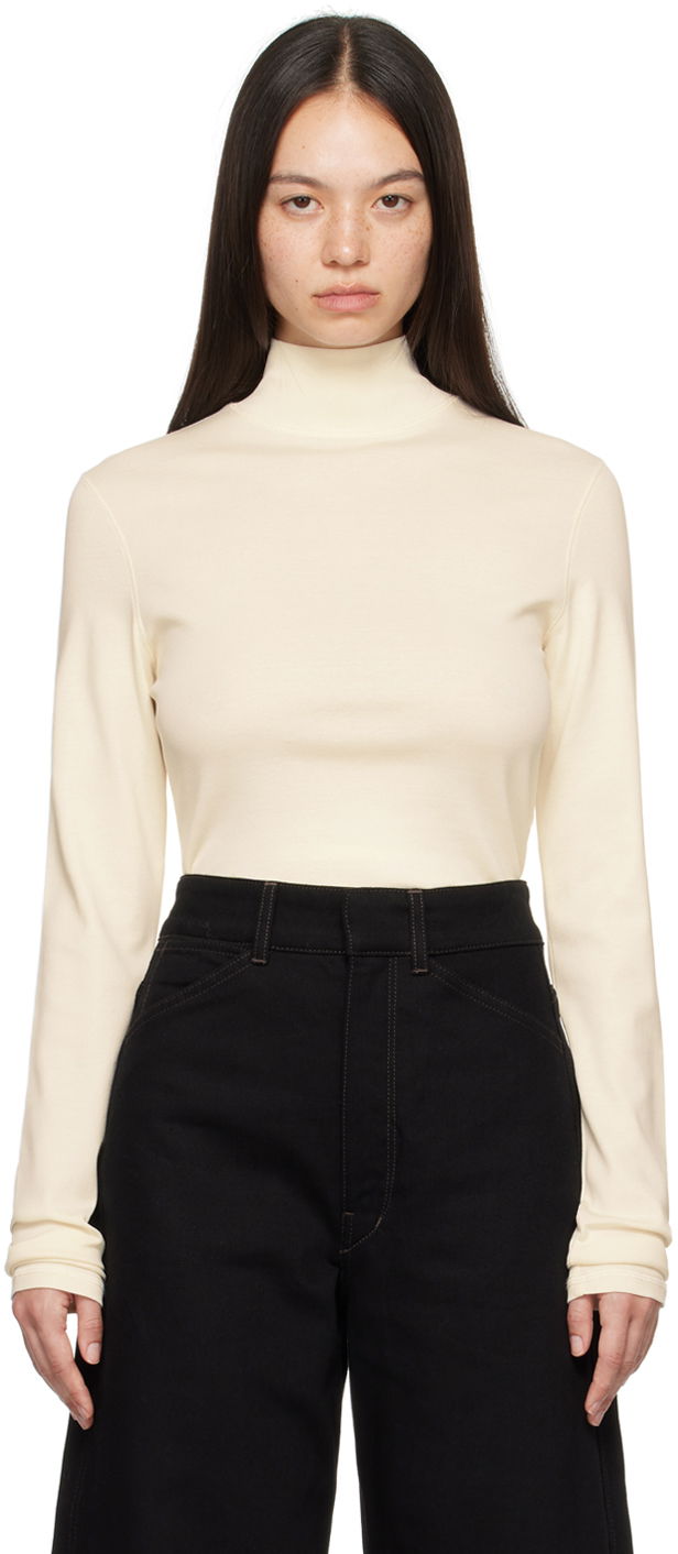 Sweater LEMAIRE Lemaire Ribbed Turtleneck Top Beige | TO1148 LJ1016