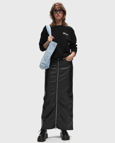 Nederdel Won Hundred Faux Leather Midi Skirt With Front Zip Sort | 3042-16010, 1