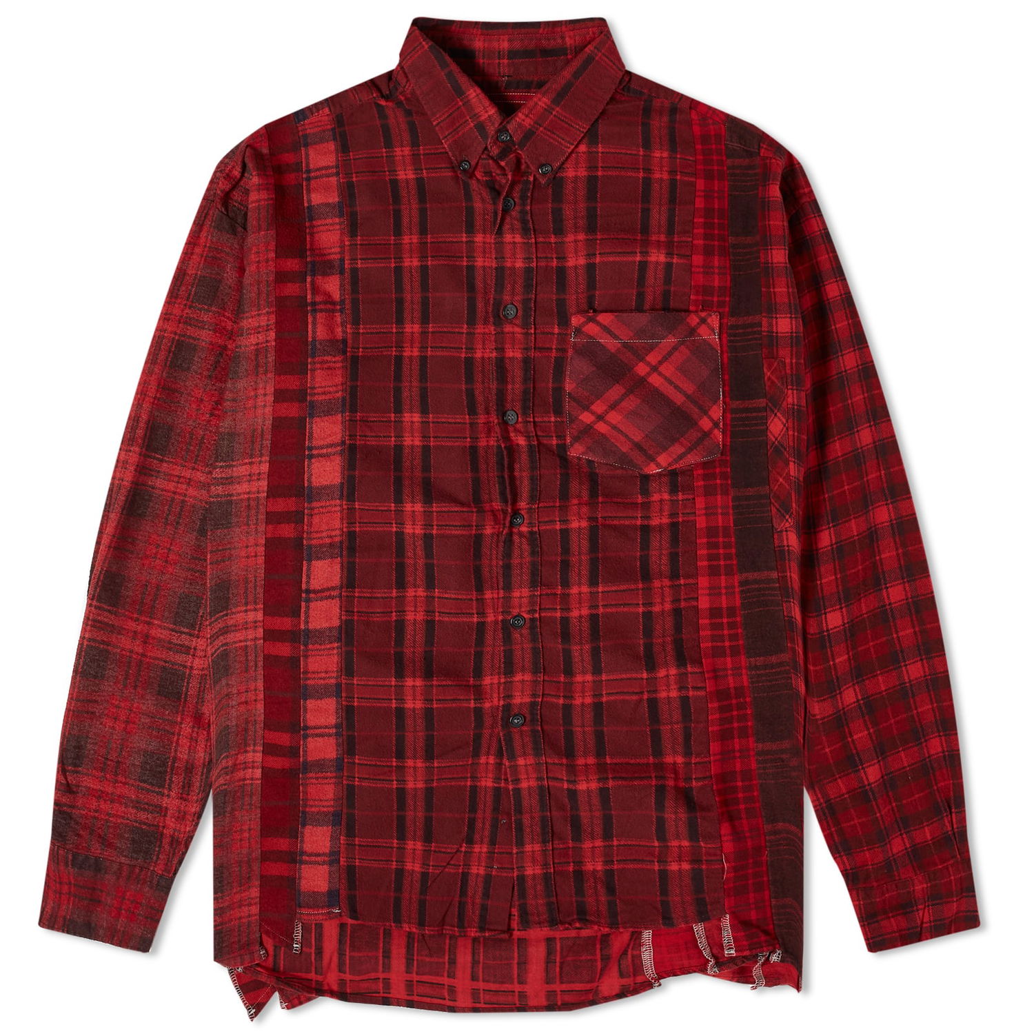 Skjorte Needles 7 Cuts Wide Over Dyed Flannel Shirt Rød | NS305-A, 0