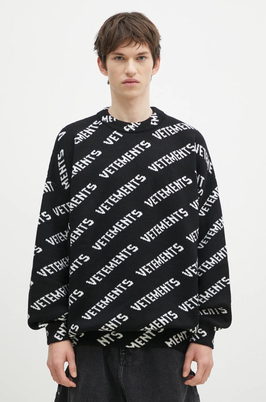 Sweater VETEMENTS VETEMENTS Monogram Warm Knit Sweater Sort | UA66KN150B, 0