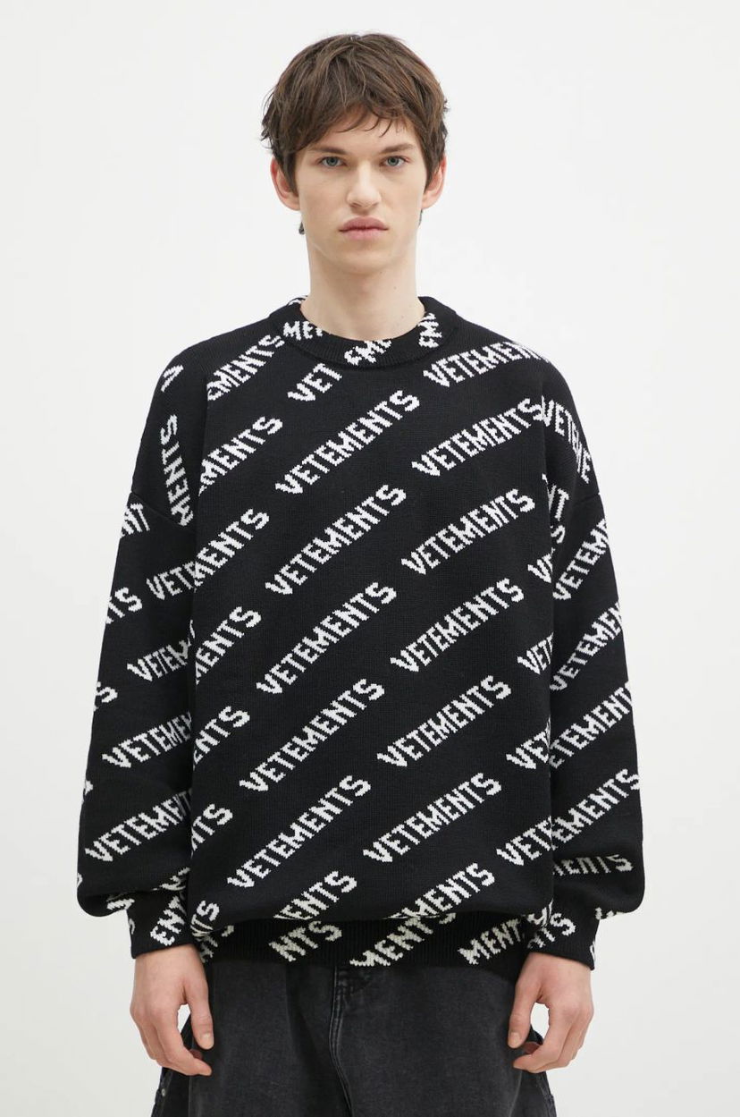 Sweater VETEMENTS VETEMENTS Monogram Warm Knit Sweater Sort | UA66KN150B