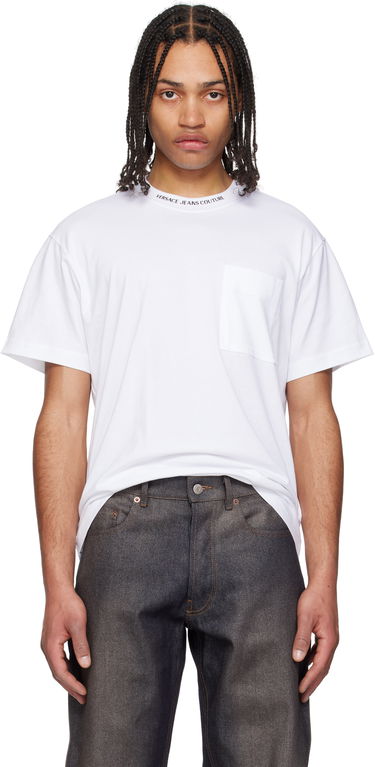 T-shirt Versace Versace Jeans Couture Logo Collar Pocket T-Shirt Hvid | E78GAHE03_ECJ00E, 0