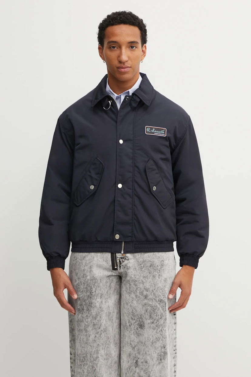 Bomberjakke Lacoste Padded Bomber Jacket with Collar and Chest Patch Mørkeblå | BH5167
