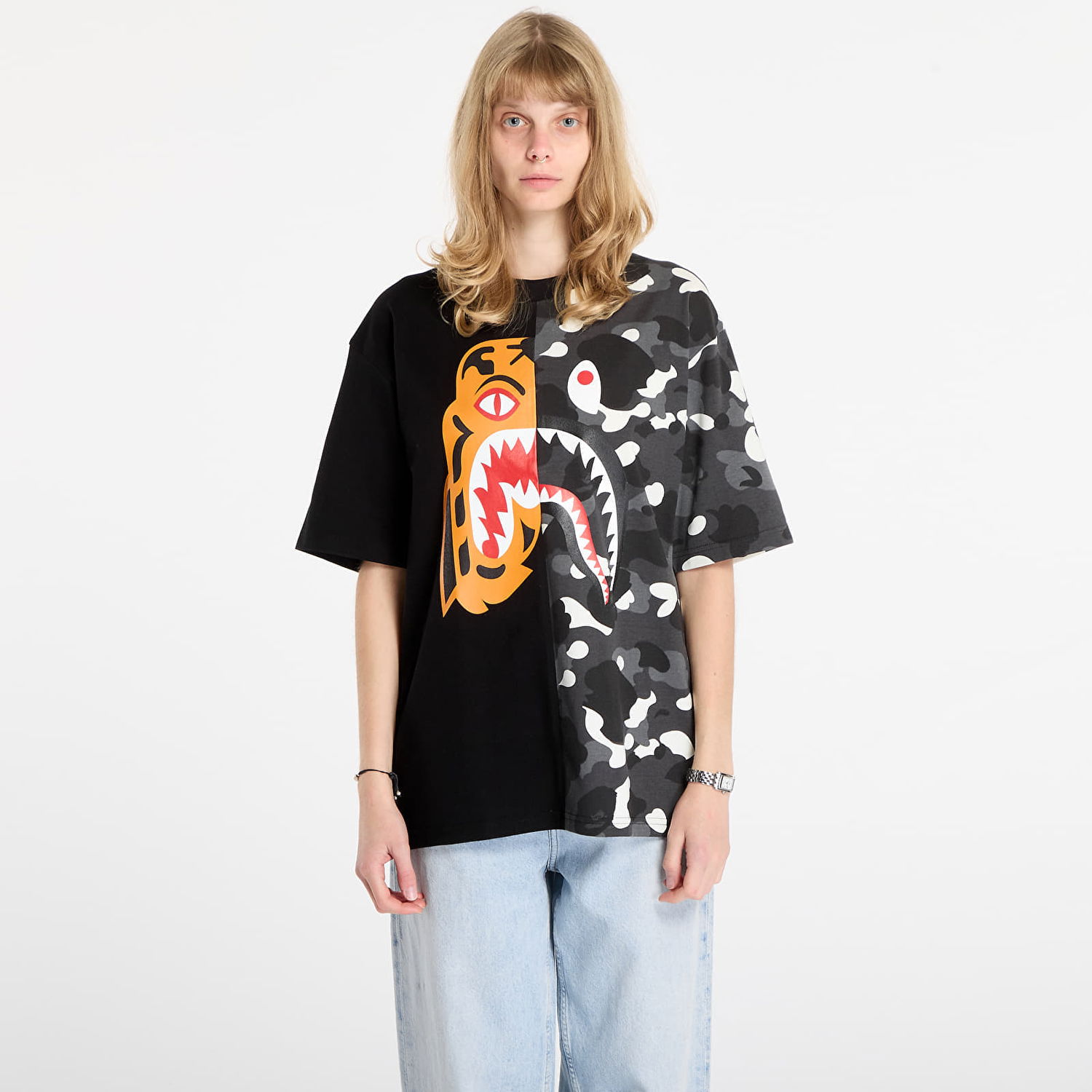 T-shirt BAPE City Camo Tiger Shark Relaxed Fit T-Shirt Flerfarvet | 001CSL801301MBLK, 0