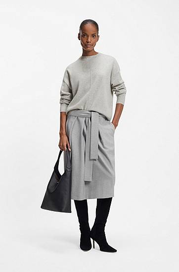 Sweater BOSS Relaxed-fit 100% Cashmere Sweater Grå | 50547883, 1
