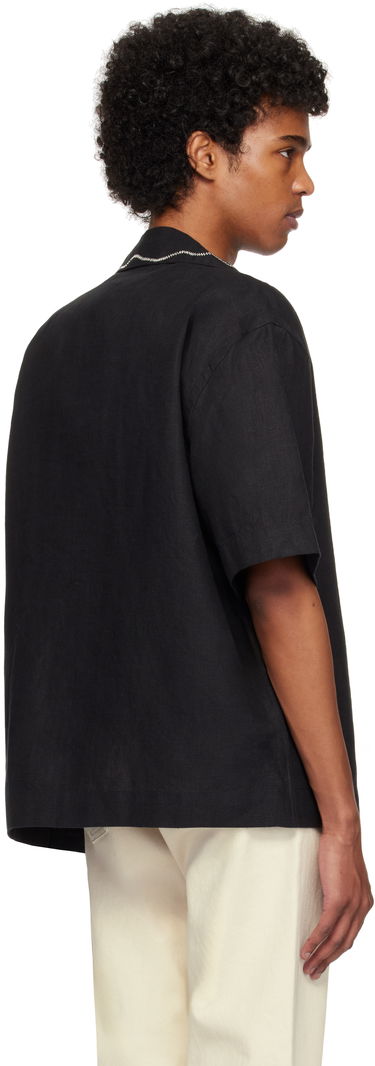 Skjorte Róhe Hand Embroidered Short Sleeve Shirt Sort | 314-19-084, 2