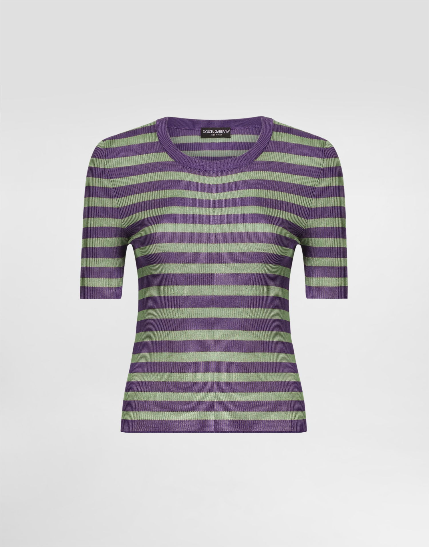Sweater Dolce & Gabbana Dolce & Gabbana Striped Short Sleeve Sweater Lilla | FXXAAZJAIRRV9644, 0