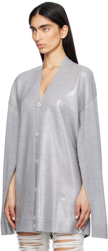 Sweater Maison Margiela MM6 Maison Margiela Plastified Knit Cardigan Grå | S62HP0026 M13120, 3
