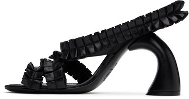 Tilbehør Dries Van Noten Dries Van Noten Ruffled Leather Heeled Sandals Sort | WS251-1566-150, 2