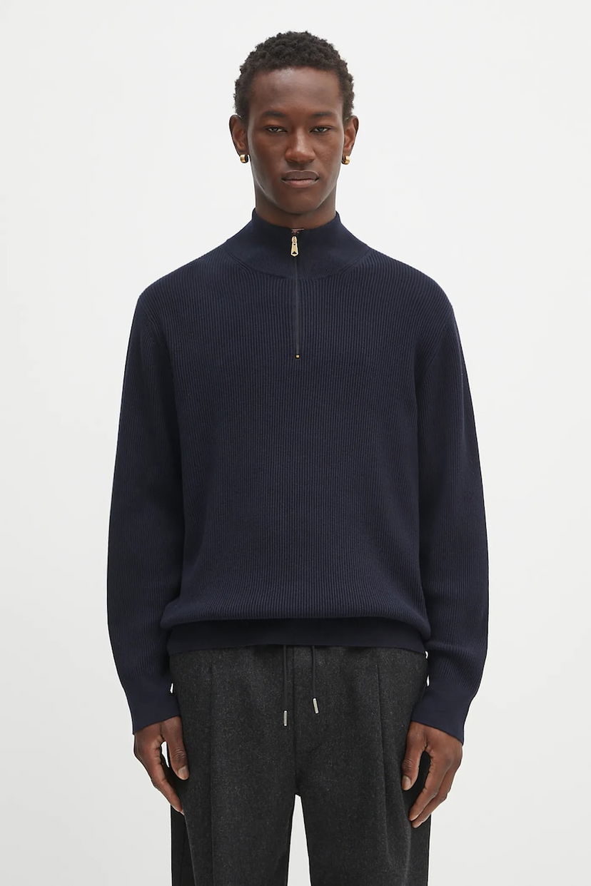 Sweater Paul Smith Paul Smith Half Zip Knit Sweater Mørkeblå | M1R.534Z.T02763