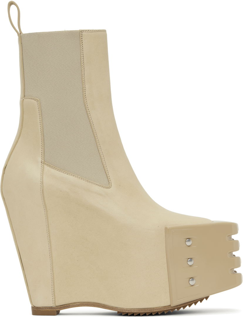 Tøj Rick Owens Rick Owens Hollywood Grilled Wedge Beatle Chelsea Boots Beige | RP01E7848 LBHGR
