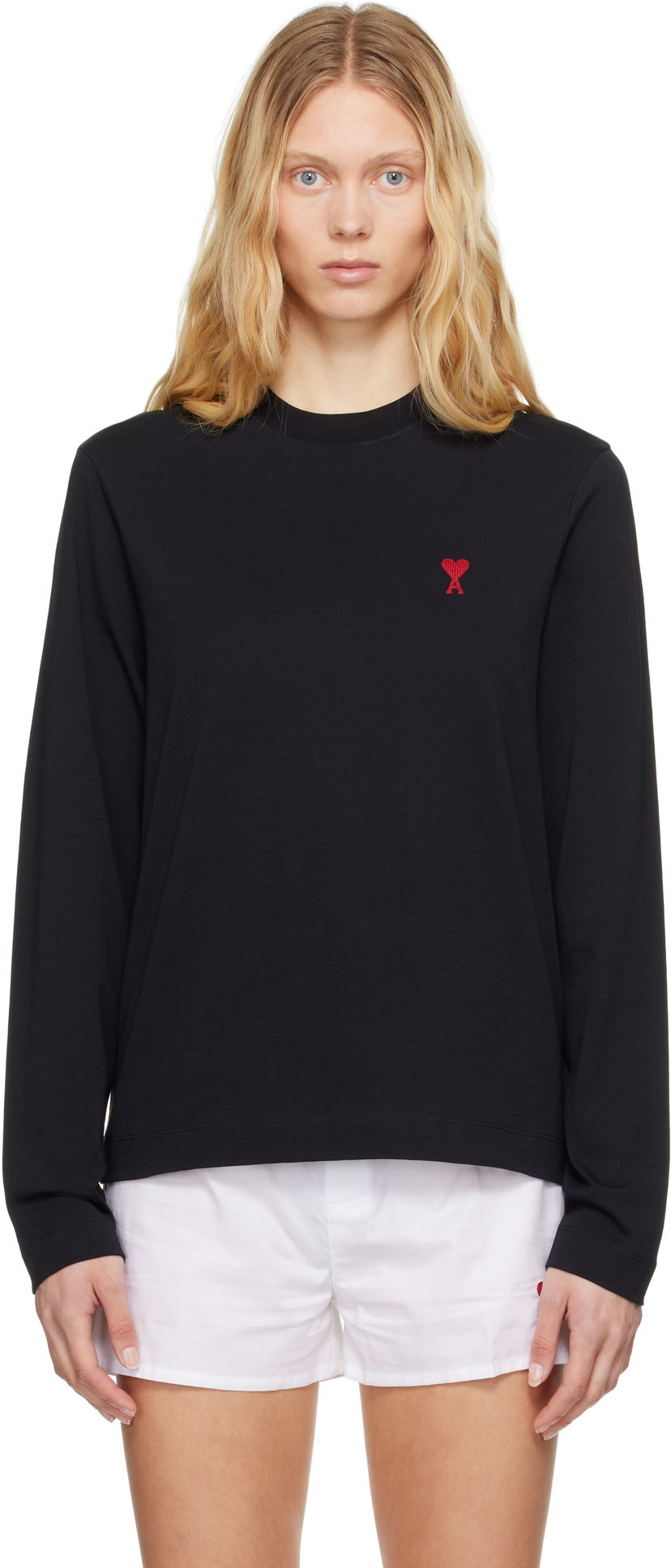 T-shirt AMI AMI de Coeur Long Sleeve T-Shirt Sort | BFUTS235.724