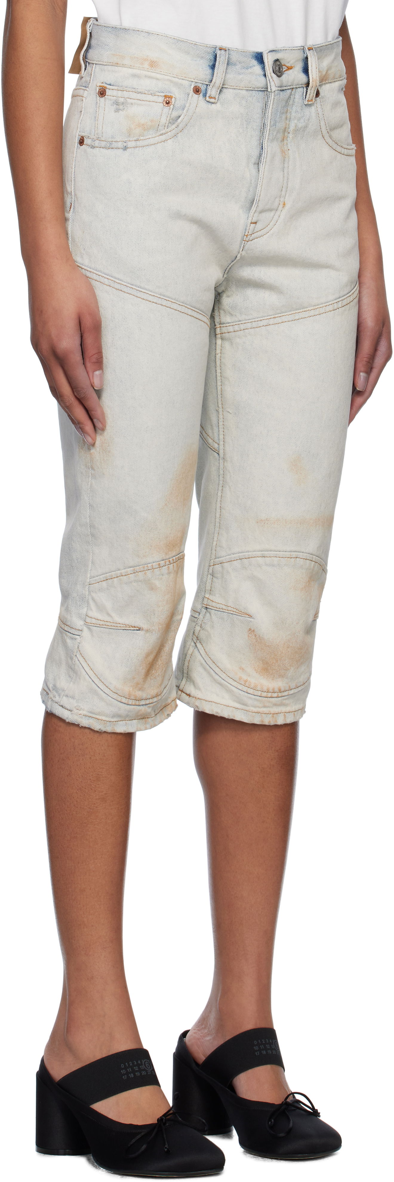 Shorts Maison Margiela MM6 Maison Margiela Panel Sprayed Capri Denim Shorts Blå | S52MU0130 M30018, 1