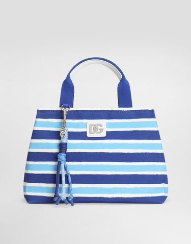 Håndtaske Dolce & Gabbana Dolce & Gabbana Striped Canvas Handbag with Rope Charm Blå | EB0116AF538HC5KW, 0