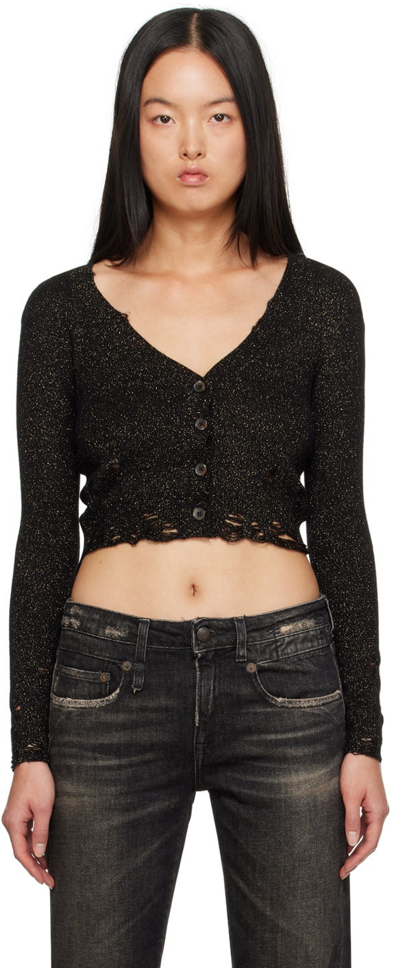 Sweater R13 R13 Distressed Cropped Cardigan Sort | R13WY150-Y103B