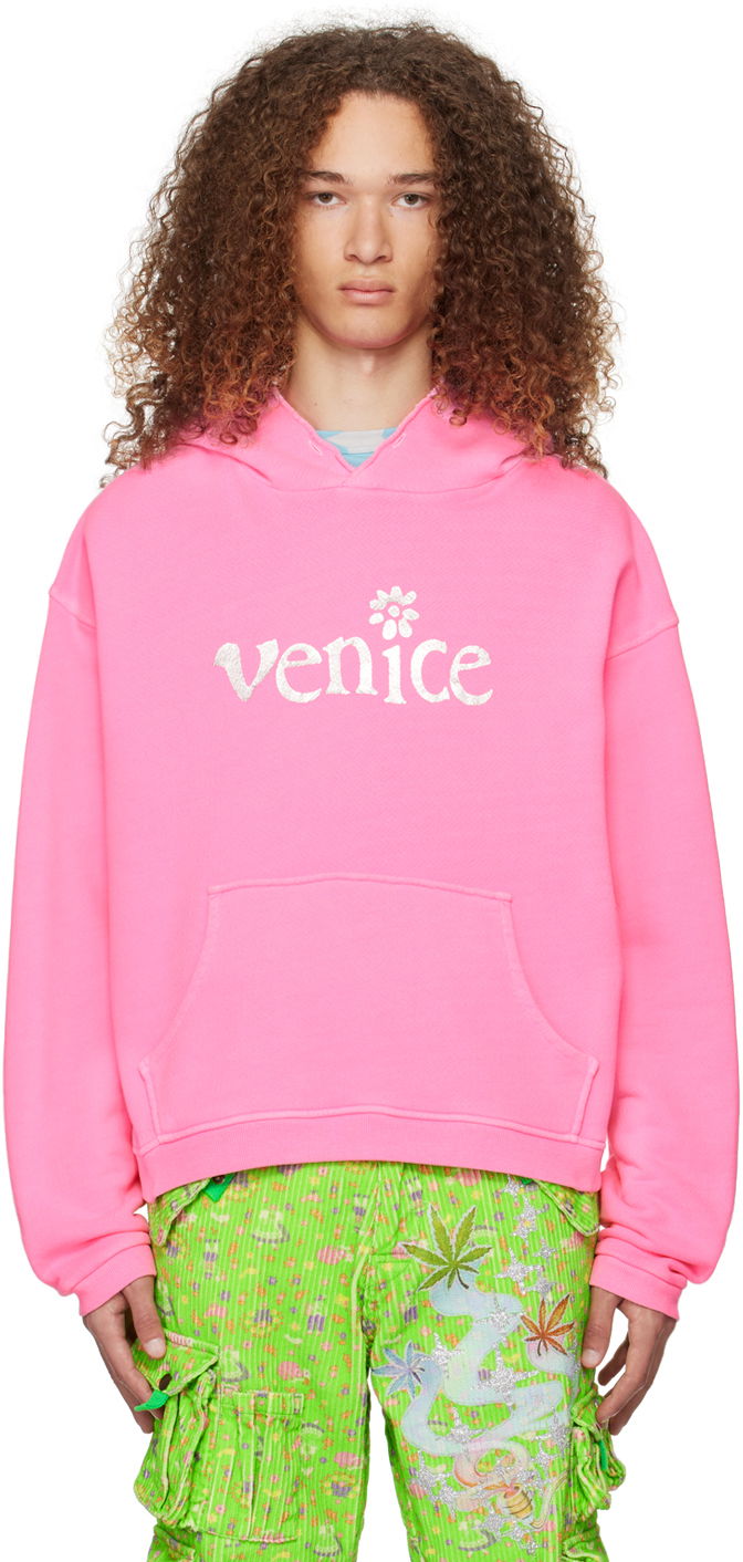 Sweatshirt ERL Venice Print Hoodie Lyserød | ERL07T031, 0