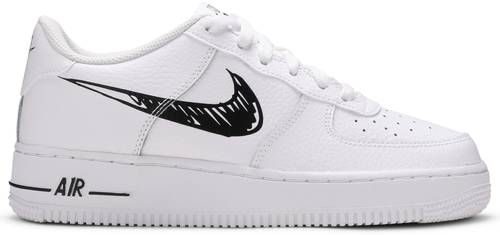 Sneakers og sko Nike Air Force 1 Sketch Black Swoosh GS Hvid | DM3177-100, 0
