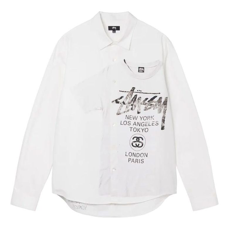 Skjorte Stüssy World Tour Logo Shirt Hvid | 1110249