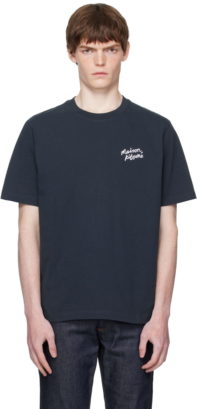 T-shirt MAISON KITSUNÉ Maison Kitsuné Handwriting Comfort T-Shirt Mørkeblå | MM00126KJ7025