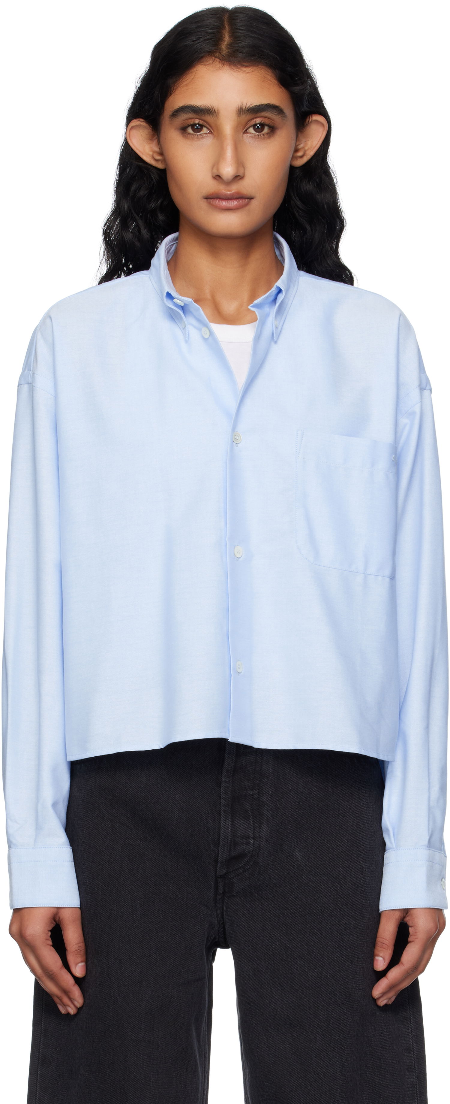 Skjorte A.P.C. A.P.C. Sophia Cropped Oxford Shirt Blå | COECK-F12632, 0
