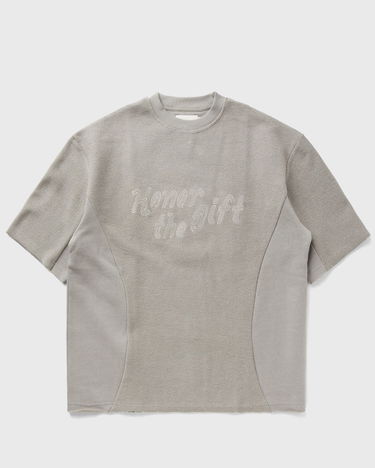 T-shirt Honor The Gift BLOCK PARTY Terry Crew Short-Sleeve Top with Embroidered 'Honor the Gift' and Side Panels Grå | HTG250250-STONE, 2