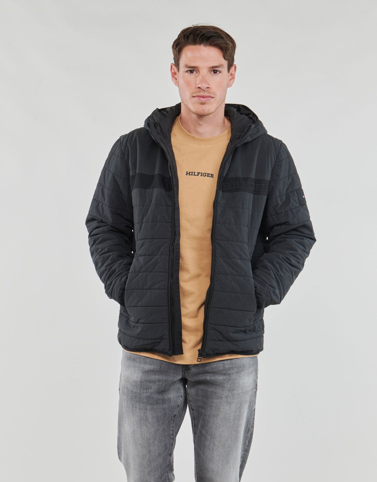 Jakke Tommy Hilfiger GMD PADDED HOODED JACKET Sort | MW0MW31639-BDS, 1