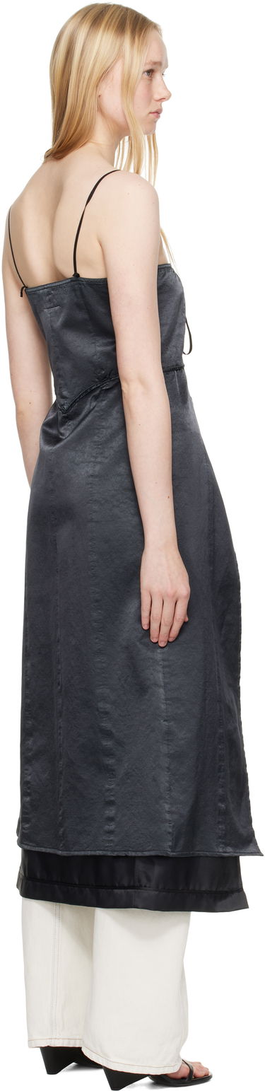 Kjole Maison Margiela MM6 Maison Margiela Washed Viscose Satin Tie-Front Dress Top Sort | S62DD0041 M35452, 2