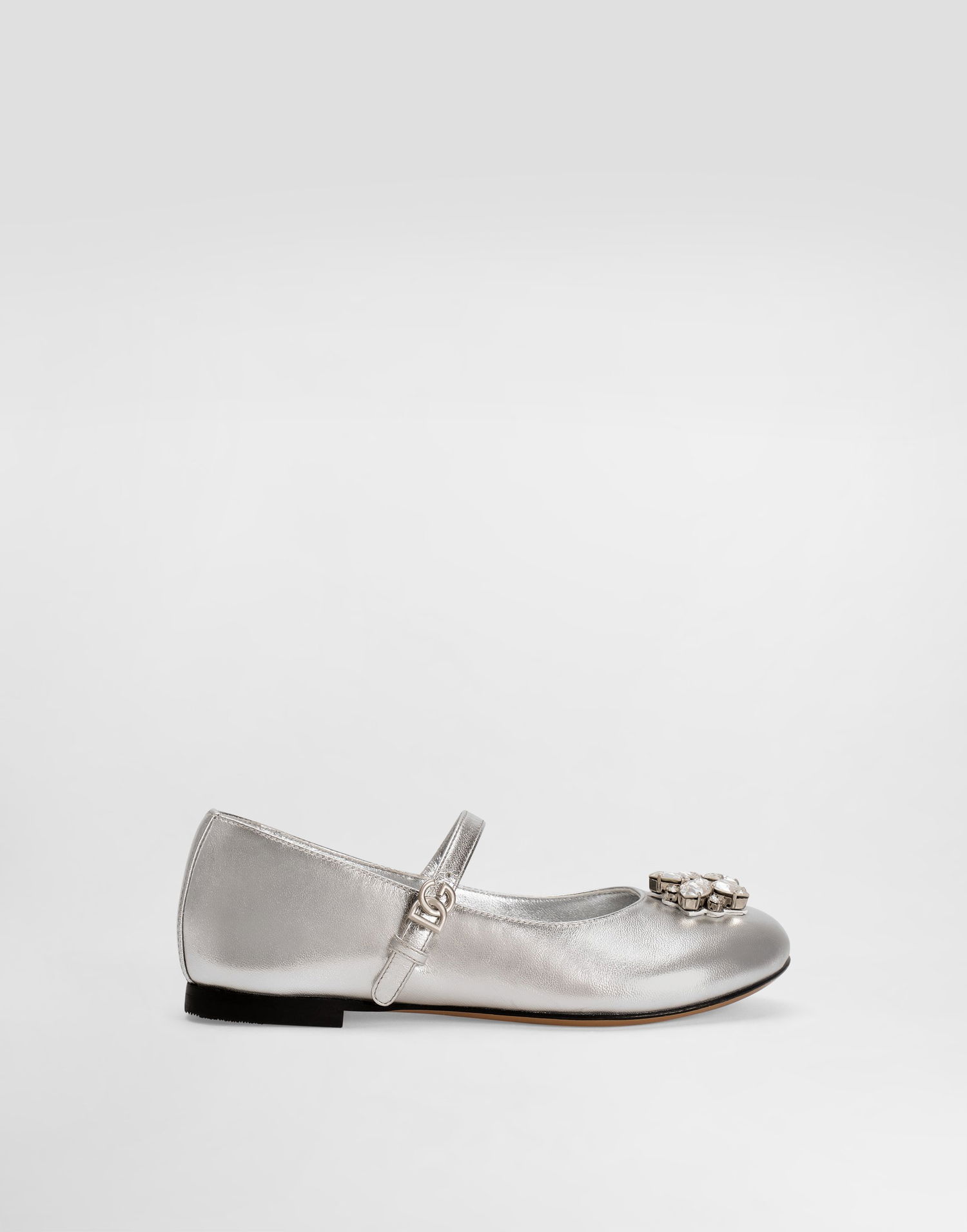 Sneakers og sko Dolce & Gabbana Nappa Leather Ballet Flats With Brooches Metalisk | D11376AX26180998, 0