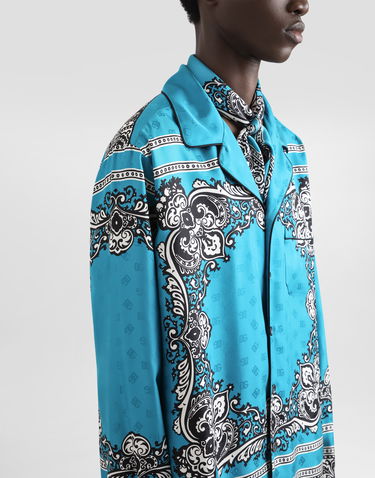 Skjorte Dolce & Gabbana Dolce & Gabbana Men's Silk Shirt with Bandana Print Turkis | G5IF1TGI927HT5IK, 3