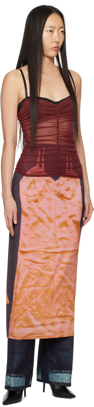 Tanktop Miaou Miaou Renzo Ruched Mesh Tank Top Rød | 7064PM1RUS, 3