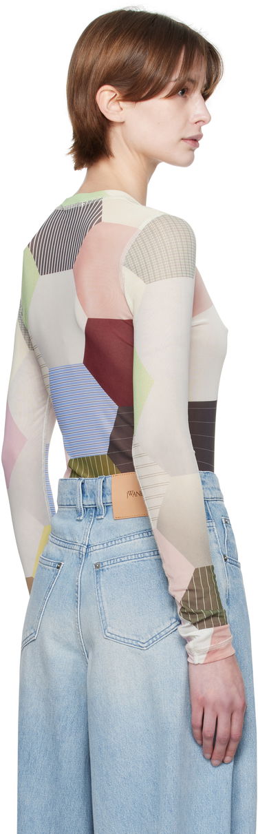 Krop JW Anderson JW Anderson Patchwork Print Sheer Long Sleeve T-Shirt Flerfarvet | JO0138-PG1722, 2