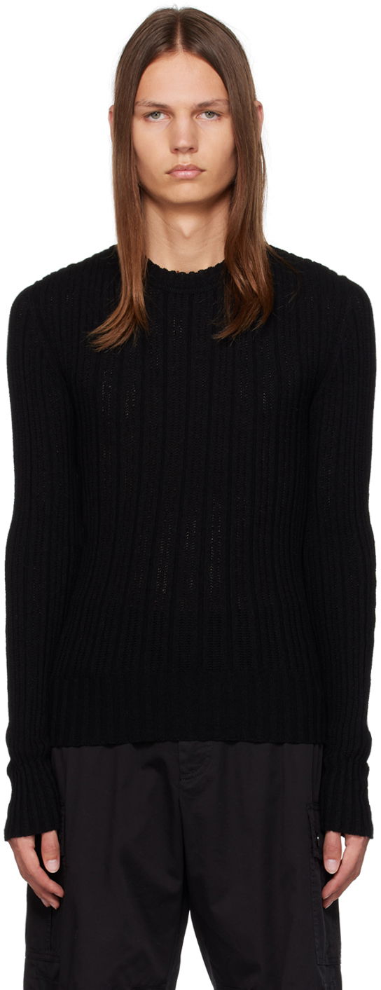 Sweater Dolce & Gabbana Black Ribbed Sweater Sort | GXN49TJEMJ4