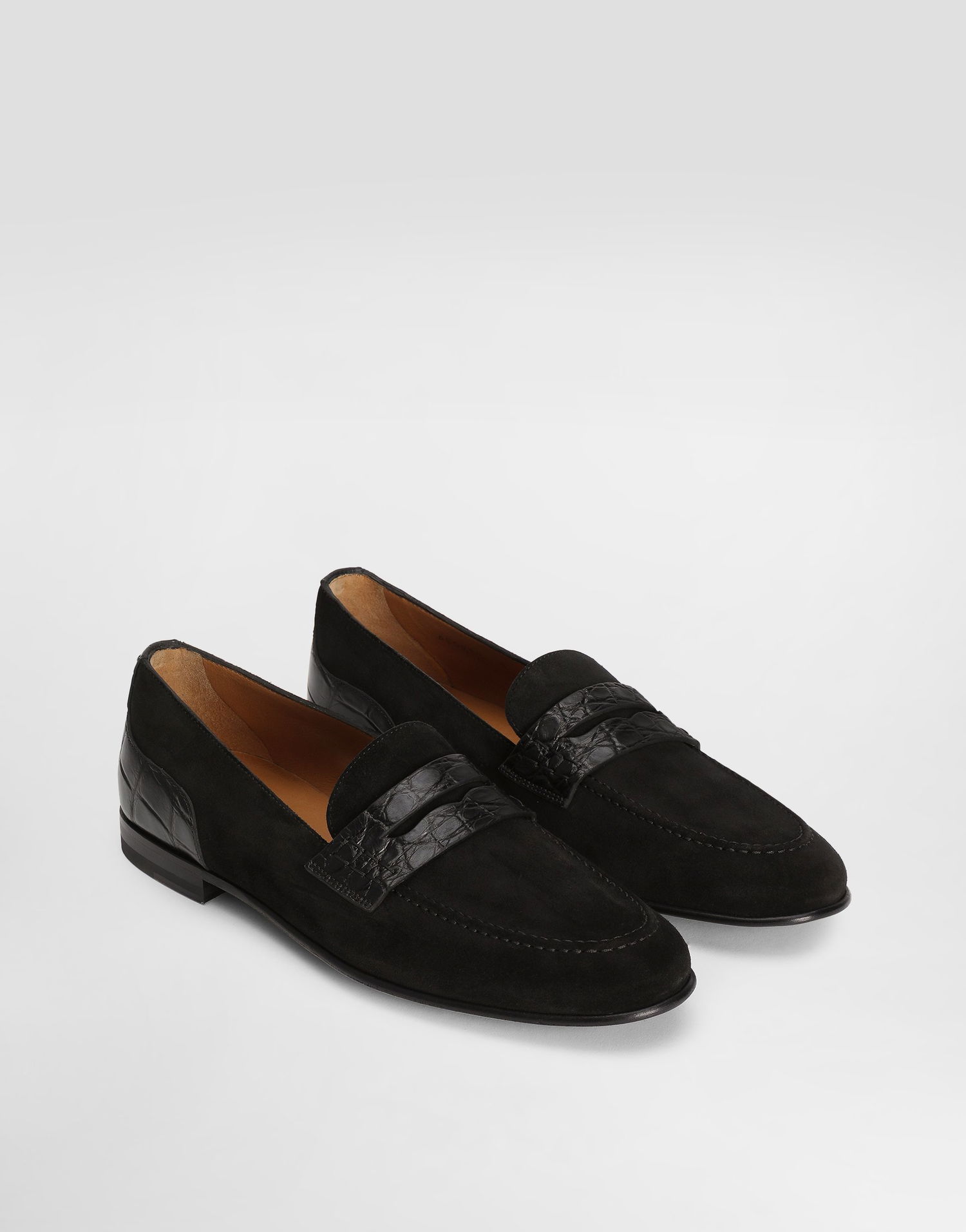 Tilbehør Dolce & Gabbana Dolce & Gabbana Split Calfskin and Alligator Loafers Sort | A50717A2E228B956, 1