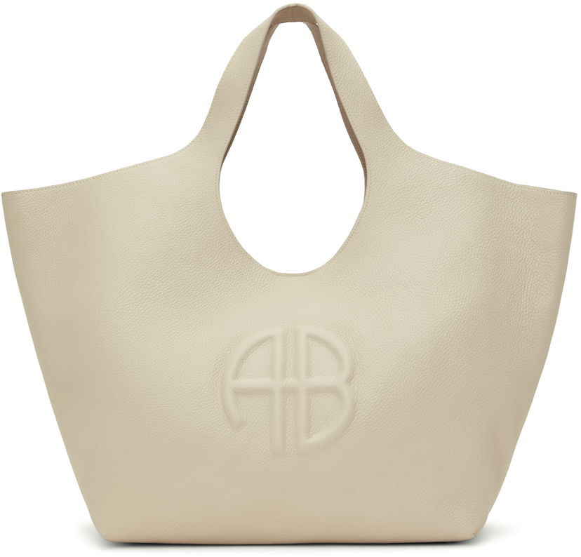 Håndtaske Anine Bing Lili Embossed Leather Tote Bag Beige | A-13-10244-SDA26