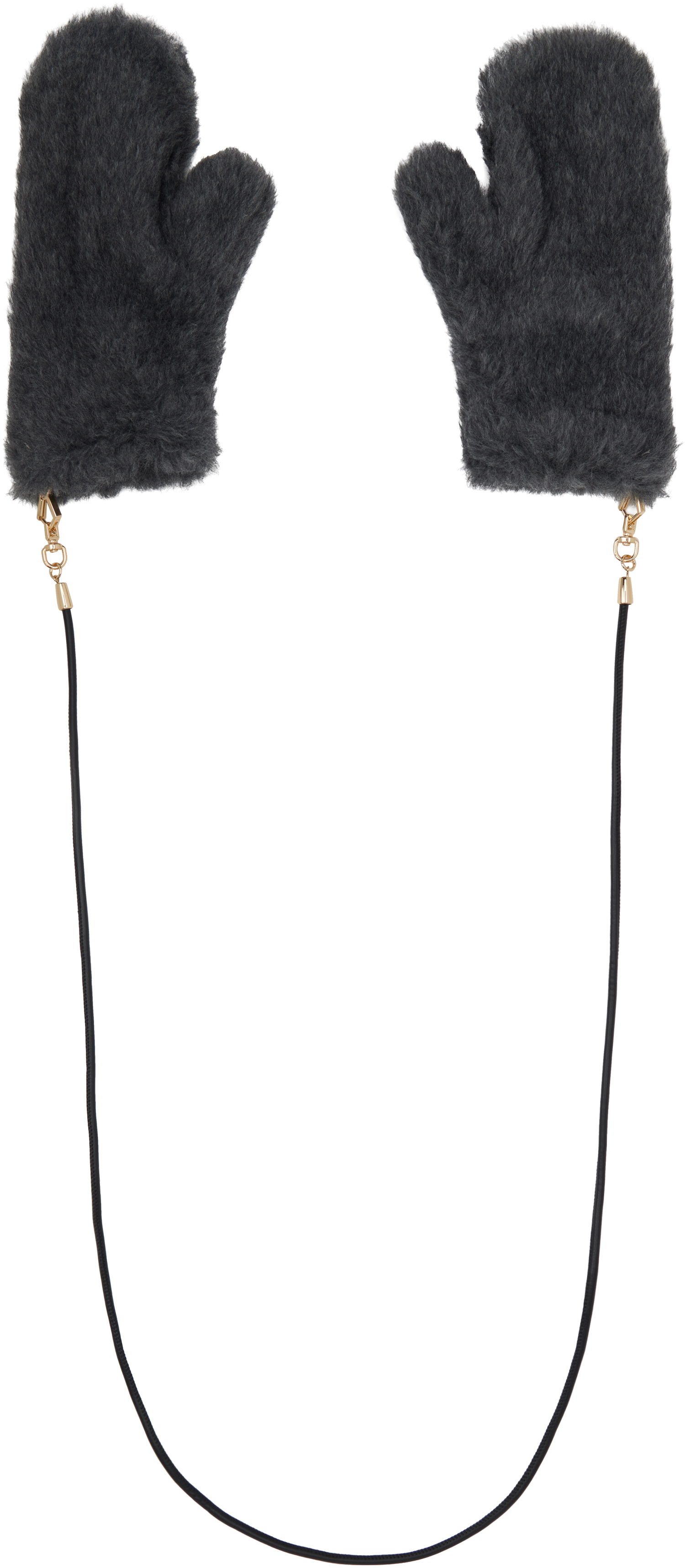 Handsker Max Mara Max Mara Faux Fur Mitts with String Grå | 2524566082600, 1