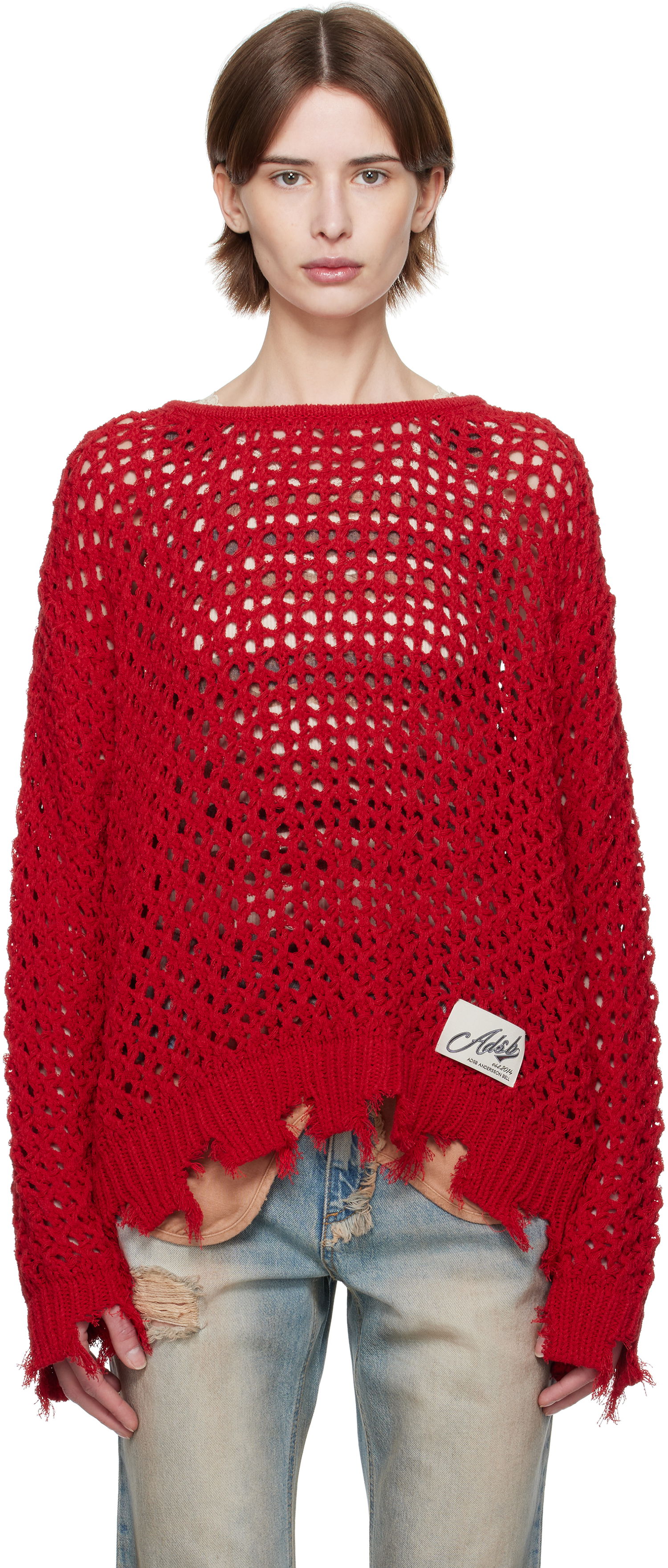 Sweater Andersson Bell Andersson Bell Damaged Boatneck Sweater Rød | atb1240u, 0