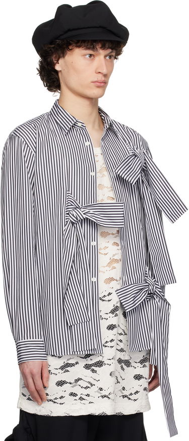 Skjorte Comme des Garçons Homme Plus Broad Stripe Tie Shirt Mørkeblå | PO-B018-051, 1