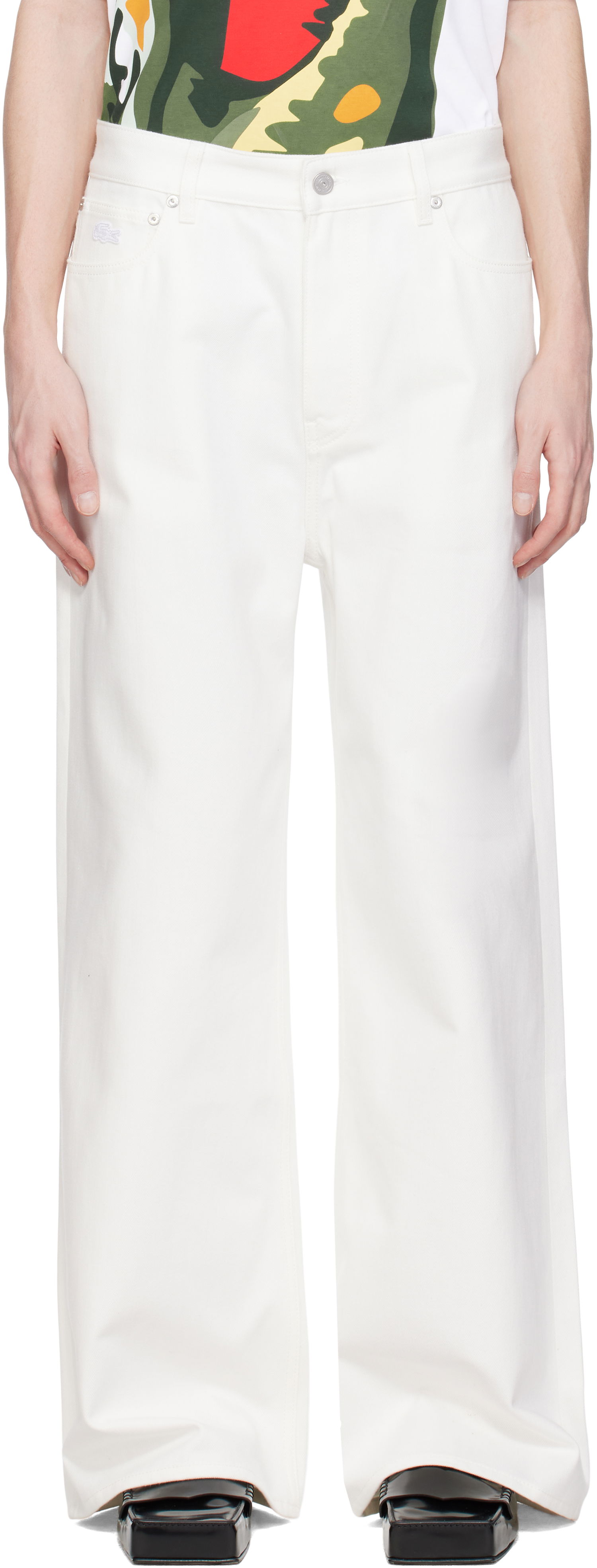 Bukser Lacoste Lacoste Runway Wide Fit Selvedge Jeans Hvid | HH6744, 0