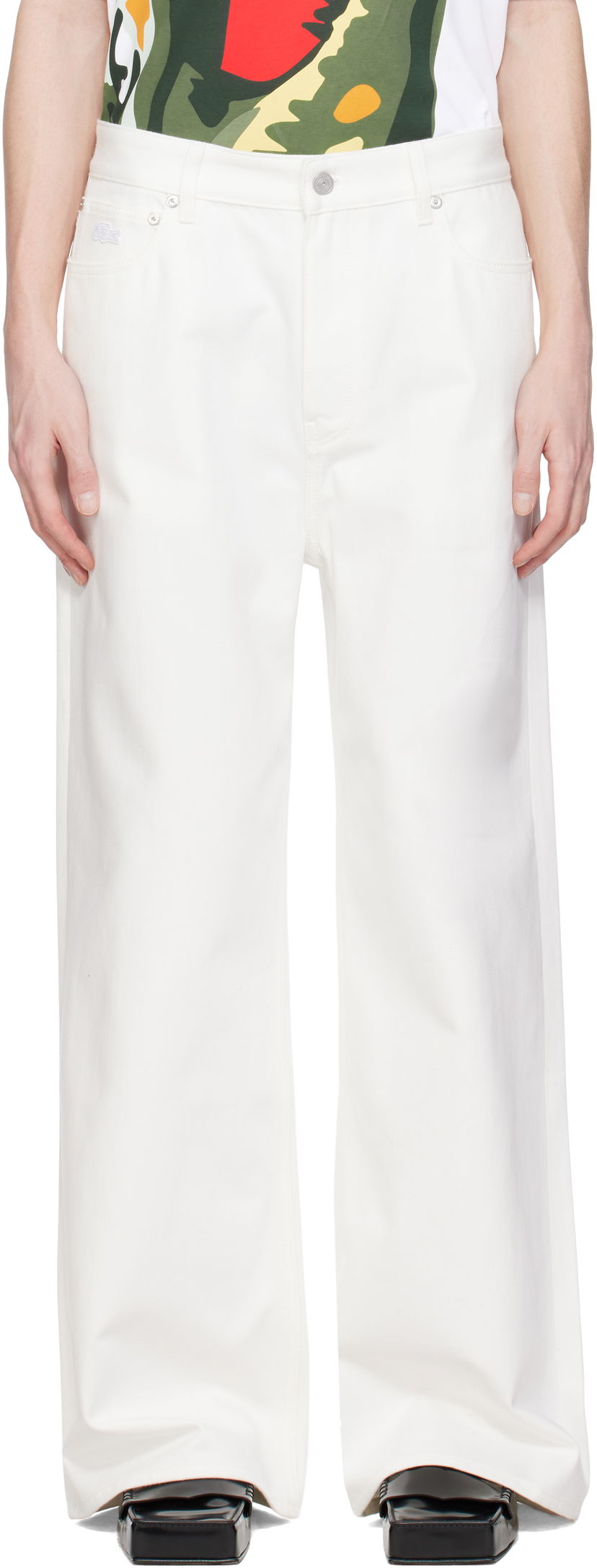 Bukser Lacoste Lacoste Runway Wide Fit Selvedge Jeans Hvid | HH6744