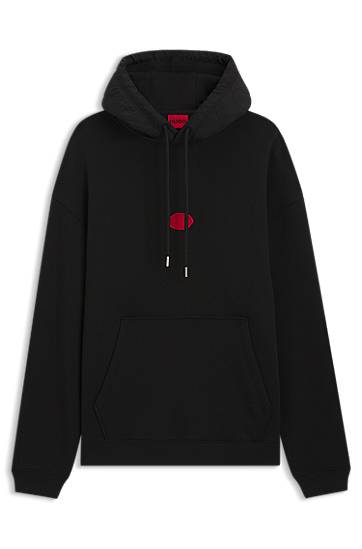 Sweatshirt BOSS Cotton-blend hoodie with waxed-stamp logo Sort | 50546717, 0