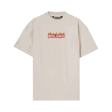 T-shirt Palm Angels Burning Logo Classic Tee Beige | PMAA072F22JER0040310, 0