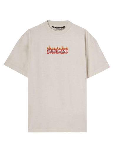 T-shirt Palm Angels Burning Logo Classic Tee Beige | PMAA072F22JER0040310