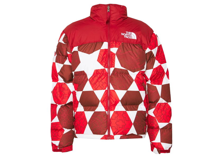 Puffer jakke The North Face 1996 Retro Nuptse IC Geo Print Fiery Red Rød | NF0A5IX43H2