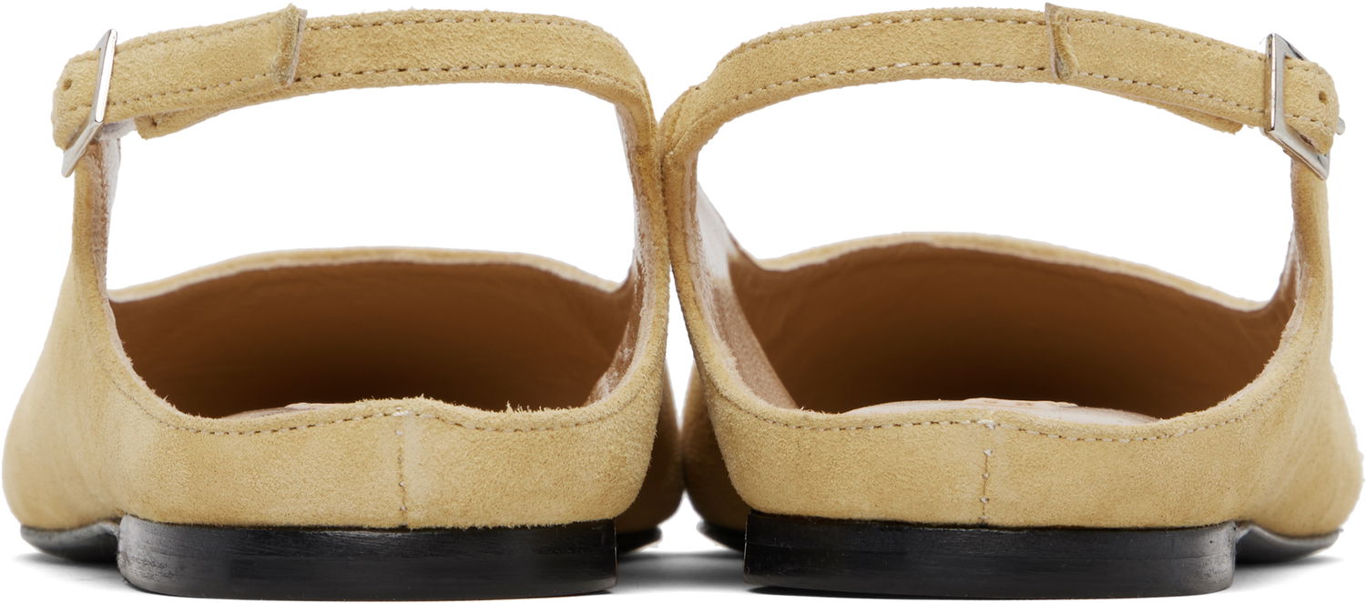 Skopleje BY FAR BY FAR Koyna Kid Suede Leather Ballerina Flats Gul | MWFFC026KL007BG039PL, 1