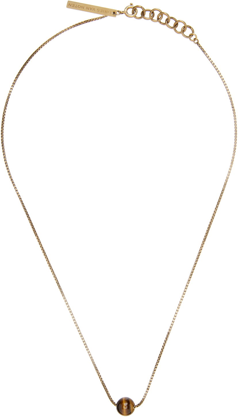 Halskæde Dries Van Noten Box Chain Necklace with Round Stone Pendant Flerfarvet | 252-028218-092