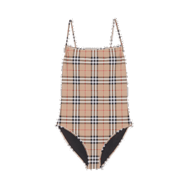 Badetøj Burberry Check Print One-Piece Swimsuit Beige | 8009009, 0