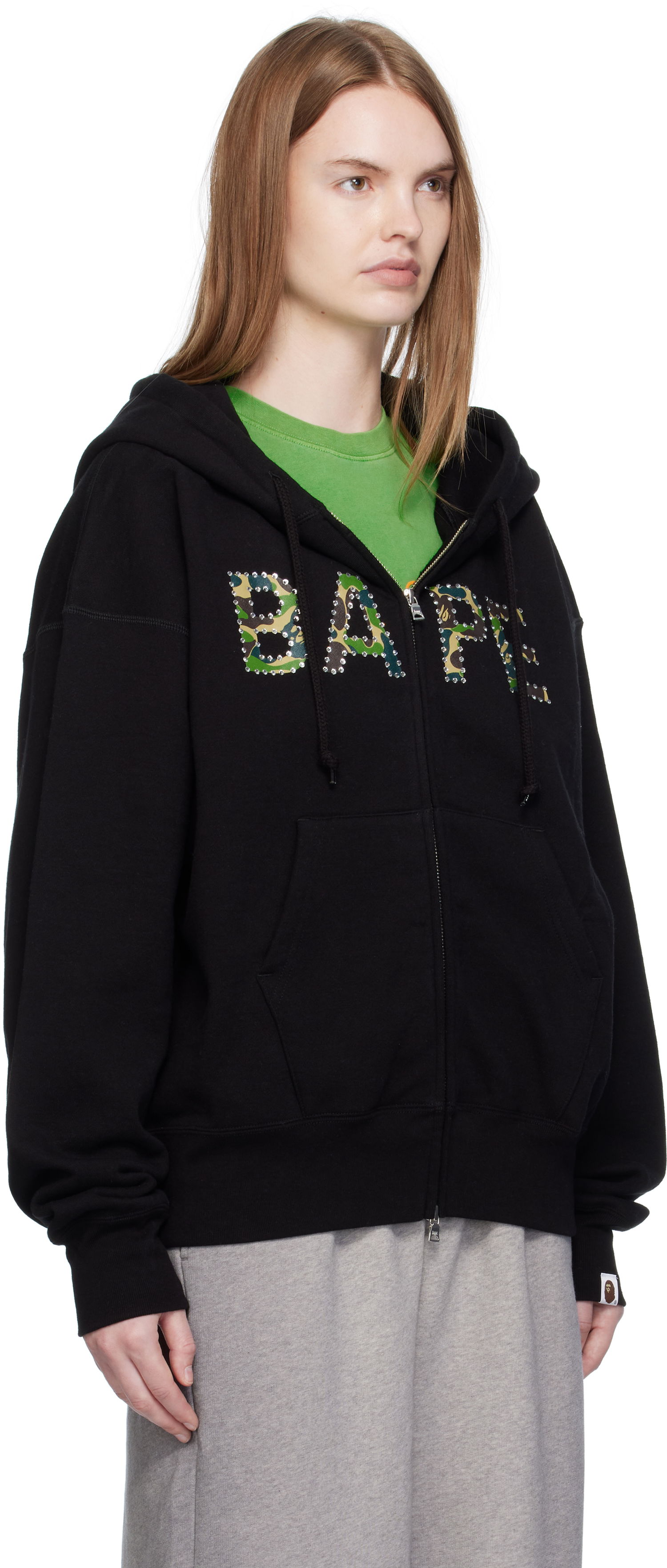 Sweatshirt BAPE ABC Camo Crystal Logo Wide Hoodie Sort | 001ZPL302005L, 1