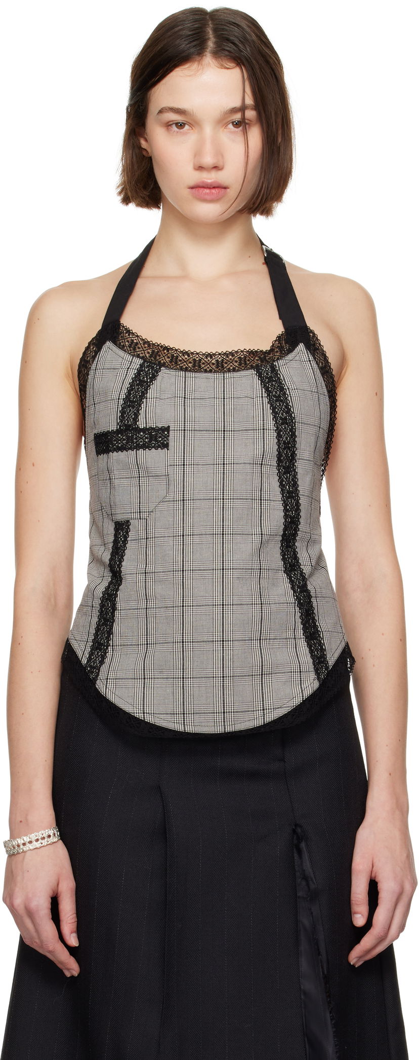 Tanktop OUR LEGACY Our Legacy Plaid Halter Top Grå | W4244PV