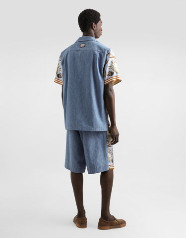 Skjorte Dolce & Gabbana Silk And Cotton Seashell Print Denim Collar Short Sleeve Shirt Flerfarvet | G5JH9DG8NE3S9001, 2