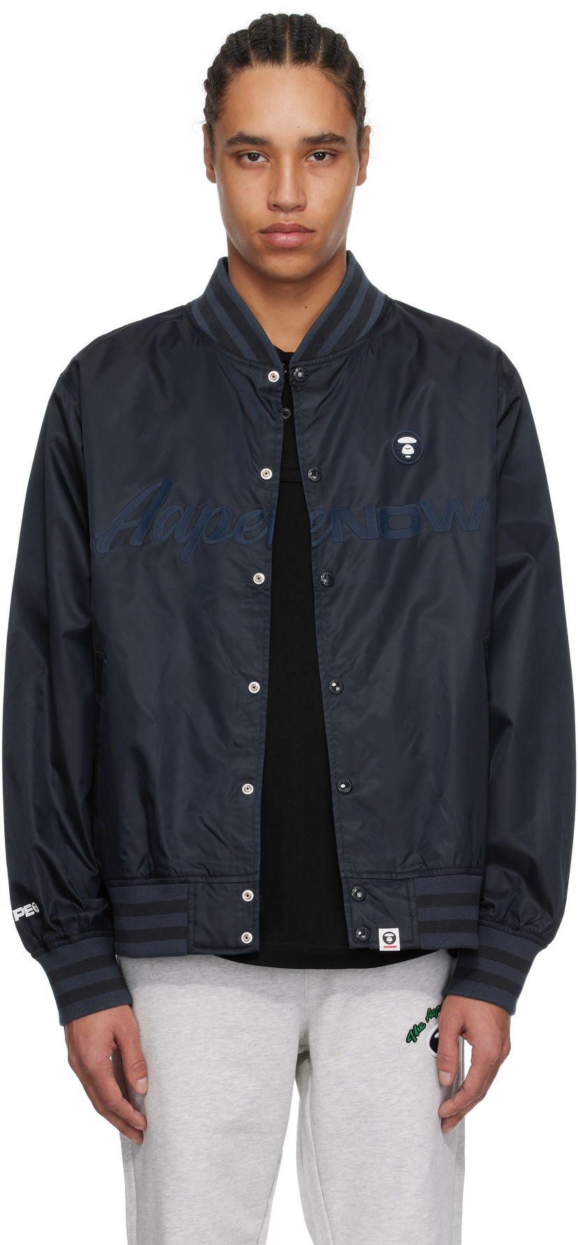 Bomberjakke AAPE by A Bathing Ape AAPE by A Bathing Ape 'AAPE Now' Varsity Bomber Jacket Mørkeblå | AAPLJM7702XXNNYD